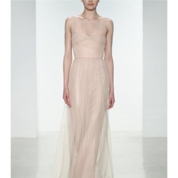 Reverly Blush Tulle Illusion Neckline Evening Gown - Picture 13 of 13